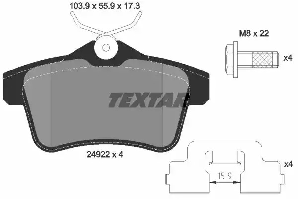 Комплект тормозных колодок TEXTAR 2492201 (24922, 24922 173  1 4)