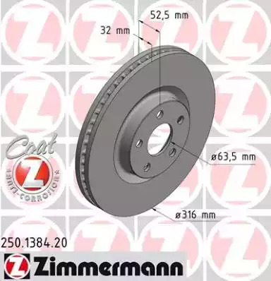 Тормозной диск ZIMMERMANN 250.1384.20