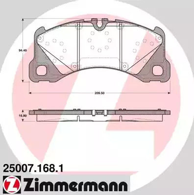 Комплект тормозных колодок ZIMMERMANN 25007.168.1 (25007)