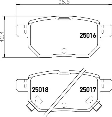 Комплект тормозных колодок TEXTAR 2501601 (25016, 25016 144  0 5, 25017, 25018, 8463D1423)
