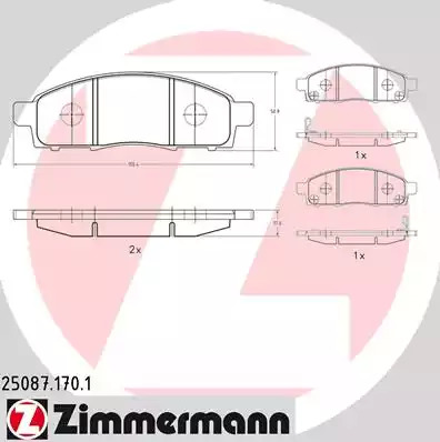 Комплект тормозных колодок ZIMMERMANN 25087.170.1 (25087, 25089, 25088)