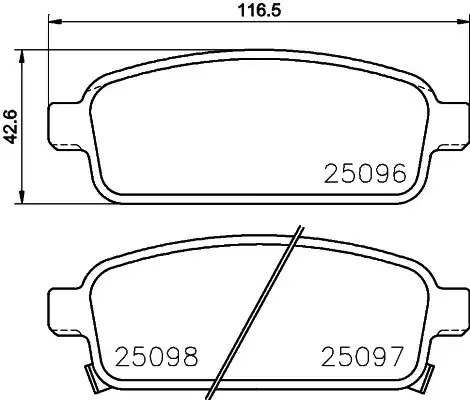 Комплект тормозных колодок HELLA PAGID 8DB 355 015-221 (T1957, 25096, 25097, 25098, 8668D1468)