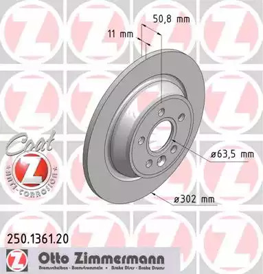 Тормозной диск ZIMMERMANN 250.1361.20