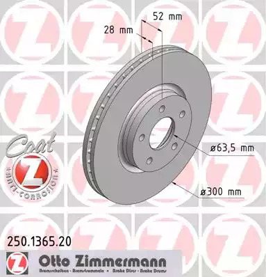 Тормозной диск ZIMMERMANN 250.1365.20