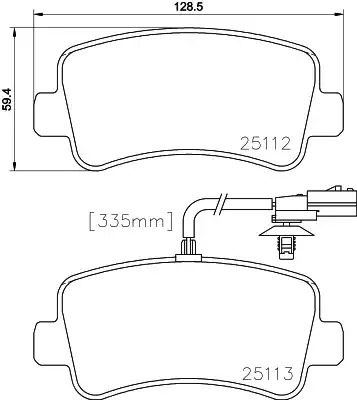 Комплект тормозных колодок HELLA PAGID 8DB 355 015-301 (T1970, 25112, 25113)