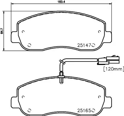 Комплект тормозных колодок HELLA PAGID 8DB 355 015-291 (T1969, 25147, 25165)