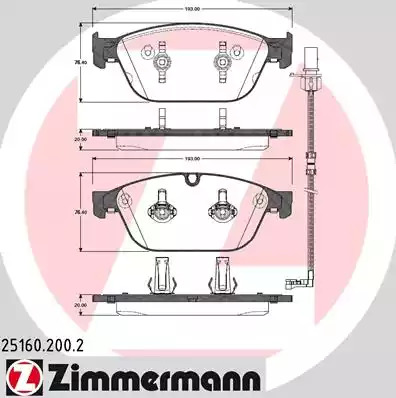 Комплект тормозных колодок ZIMMERMANN 25160.200.2 (25160, 25161)