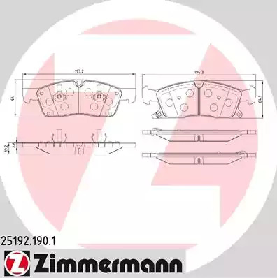 Комплект тормозных колодок ZIMMERMANN 25192.190.1 (25190, 25191, 25192)