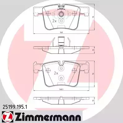 Комплект тормозных колодок ZIMMERMANN 25199.195.1 (25200, 25199)