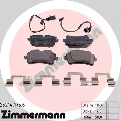 Комплект тормозных колодок ZIMMERMANN 25214.175.6 (25214, 24606)