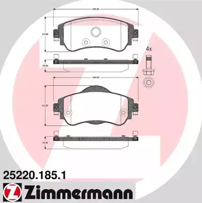 Комплект тормозных колодок ZIMMERMANN 25220.185.1 (25220, 25221)