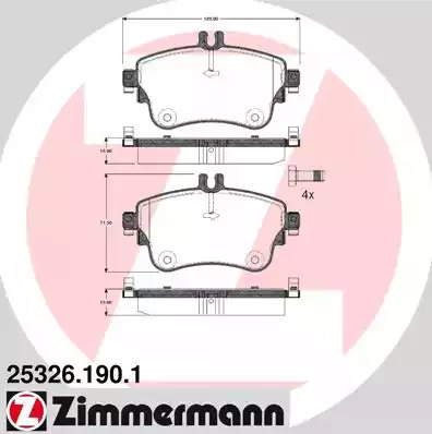 Комплект тормозных колодок ZIMMERMANN 25326.190.1 (25326)