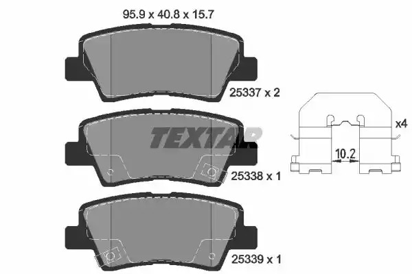 Комплект тормозных колодок TEXTAR 2533701 (25337, 25338, 25339, 25337 157  1 5, 8428D1544)