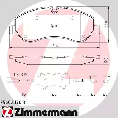 Комплект тормозных колодок ZIMMERMANN 25602.170.3 (25602)