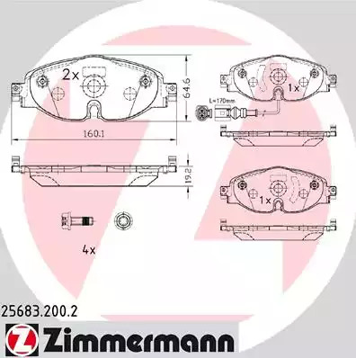 Комплект тормозных колодок ZIMMERMANN 25683.200.2 (25683, 25684, 25086)