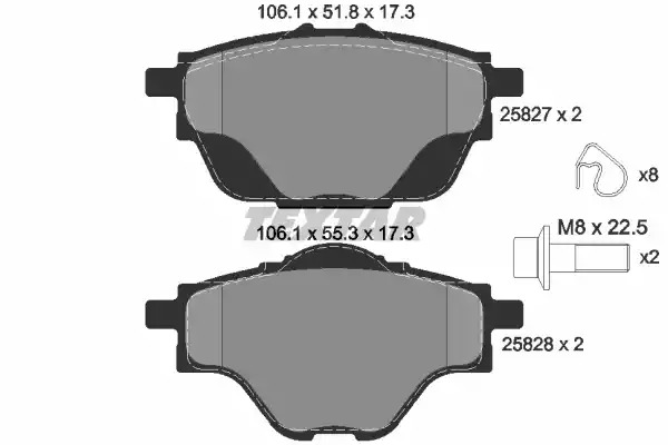 Комплект тормозных колодок TEXTAR 2582701 (25827, 25828, 25827 173  1 5)