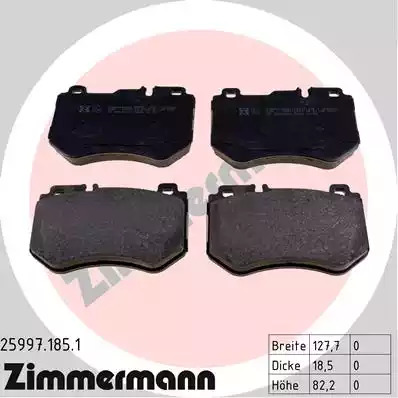 Комплект тормозных колодок ZIMMERMANN 25997.185.1 (25997)
