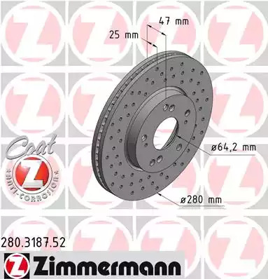 Тормозной диск ZIMMERMANN 280.3187.52