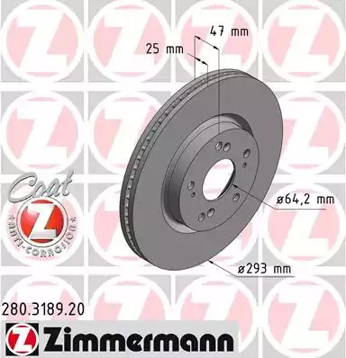 Тормозной диск ZIMMERMANN 280.3189.20