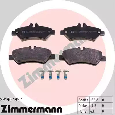Комплект тормозных колодок ZIMMERMANN 29190.195.1 (29190)