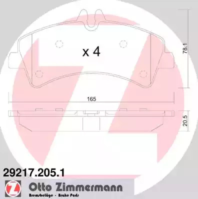 Комплект тормозных колодок ZIMMERMANN 29217.205.1 (29217)