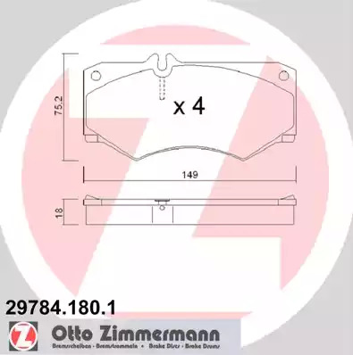 Комплект тормозных колодок ZIMMERMANN 29784.180.1 (20784, 29784)