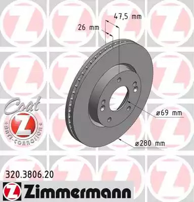 Тормозной диск ZIMMERMANN 320.3806.20