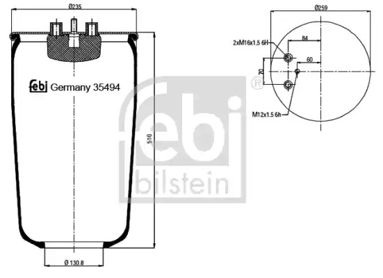 Баллон пневматической рессоры FEBI BILSTEIN 35494