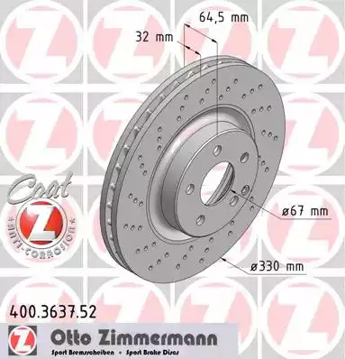 Тормозной диск ZIMMERMANN 400.3637.52