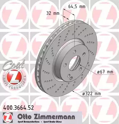 Тормозной диск ZIMMERMANN 400.3664.52