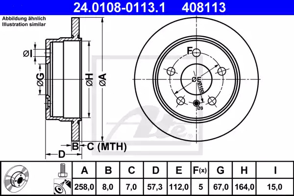 Тормозной диск ATE 24.0108-0113.1 (408113)