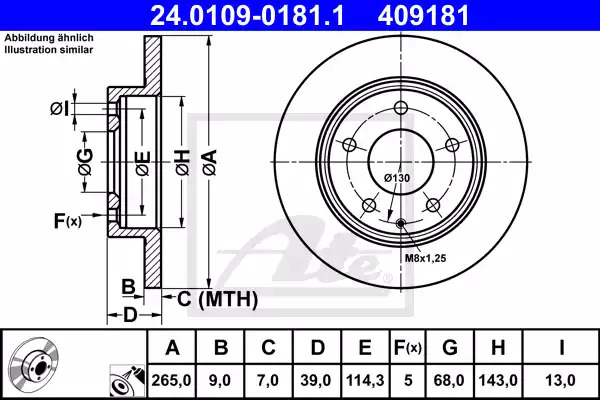 Тормозной диск ATE 24.0109-0181.1 (409181)