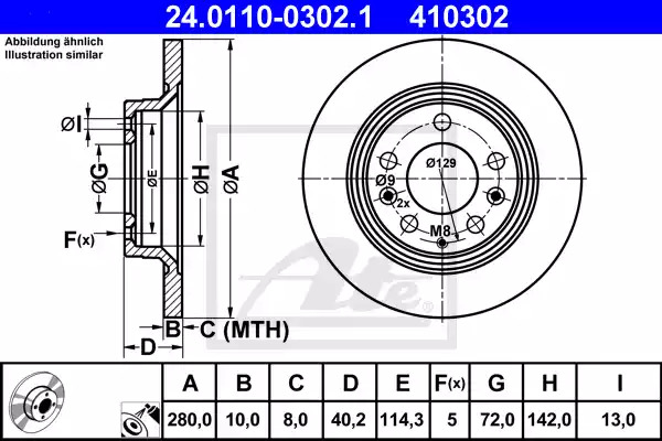 Тормозной диск ATE 24.0110-0302.1 (410302)