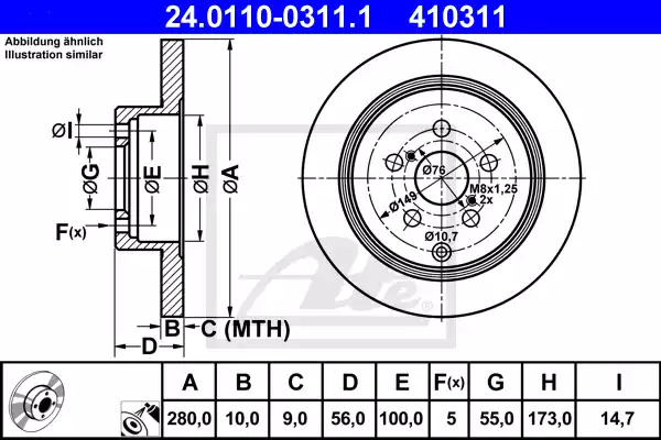 Тормозной диск ATE 24.0110-0311.1 (410311)