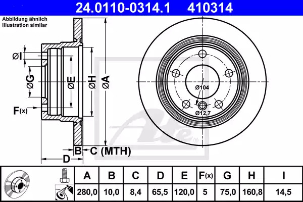 Тормозной диск ATE 24.0110-0314.1 (410314)