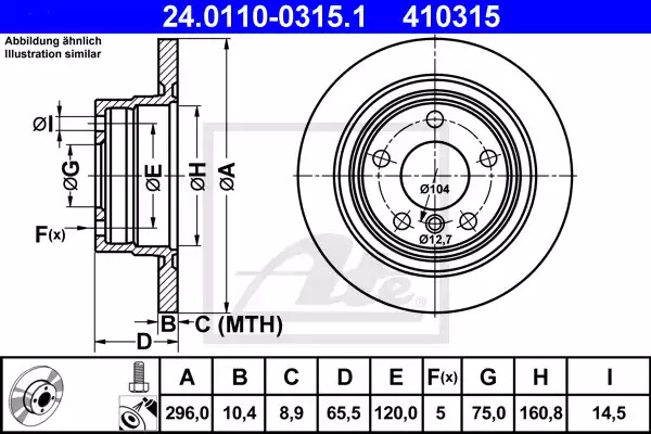 Тормозной диск ATE 24.0110-0315.1 (410315)