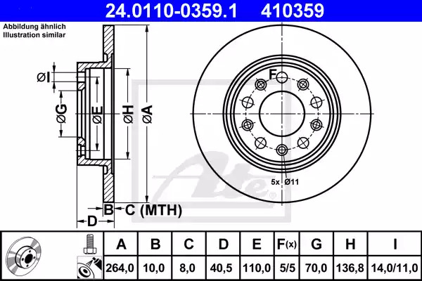 Тормозной диск ATE 24.0110-0359.1 (410359)