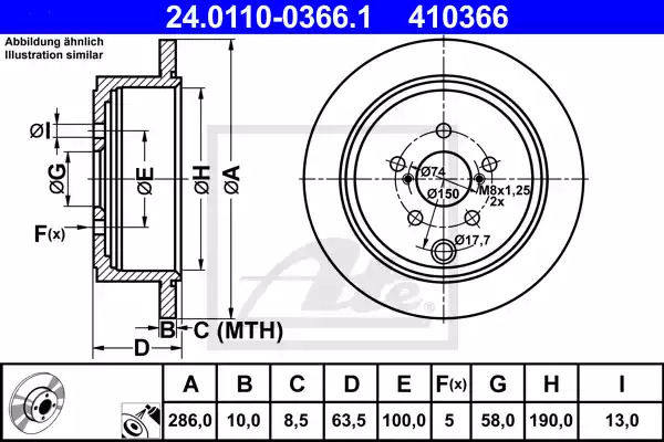 Тормозной диск ATE 24.0110-0366.1 (410366)