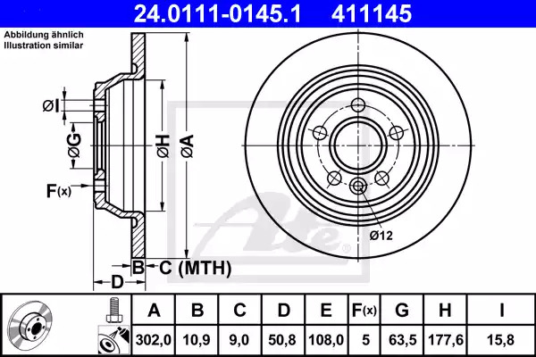 Тормозной диск ATE 24.0111-0145.1 (411145)