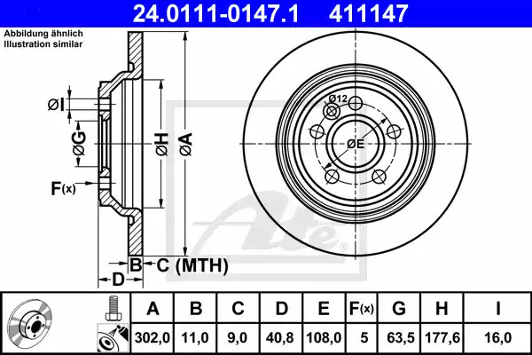 Тормозной диск ATE 24.0111-0147.1 (411147)