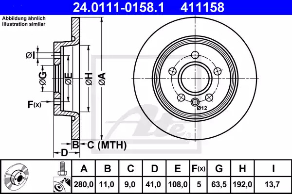 Тормозной диск ATE 24.0111-0158.1 (411158)
