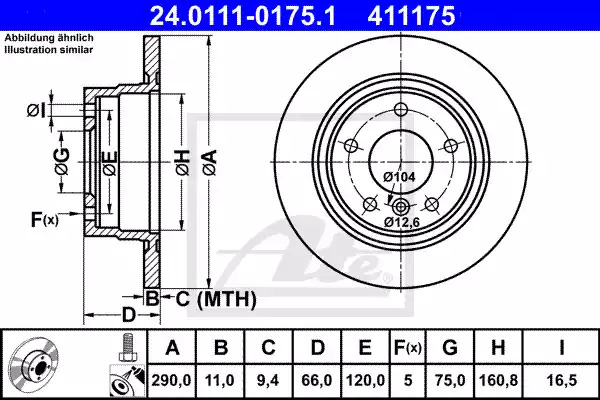 Тормозной диск ATE 24.0111-0175.1 (411175)