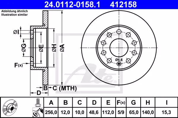 Тормозной диск ATE 24.0112-0158.1 (412158)