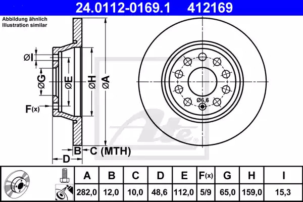 Тормозной диск ATE 24.0112-0169.1 (412169)