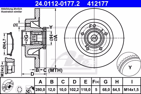 Тормозной диск ATE 24.0112-0177.2 (412177)