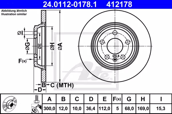 Тормозной диск ATE 24.0112-0178.1 (412178)