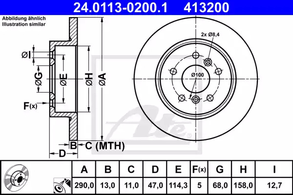 Тормозной диск ATE 24.0113-0200.1 (413200)