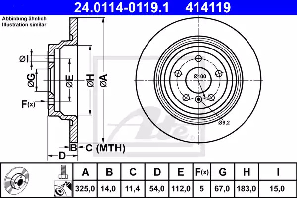 Тормозной диск ATE 24.0114-0119.1 (414119)