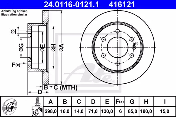 Тормозной диск ATE 24.0116-0121.1 (416121)