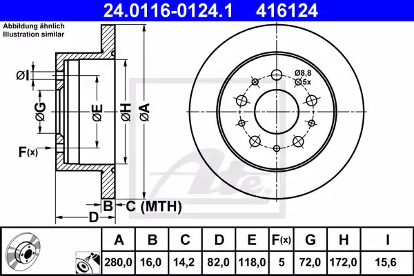 Тормозной диск ATE 24.0116-0124.1 (416124)